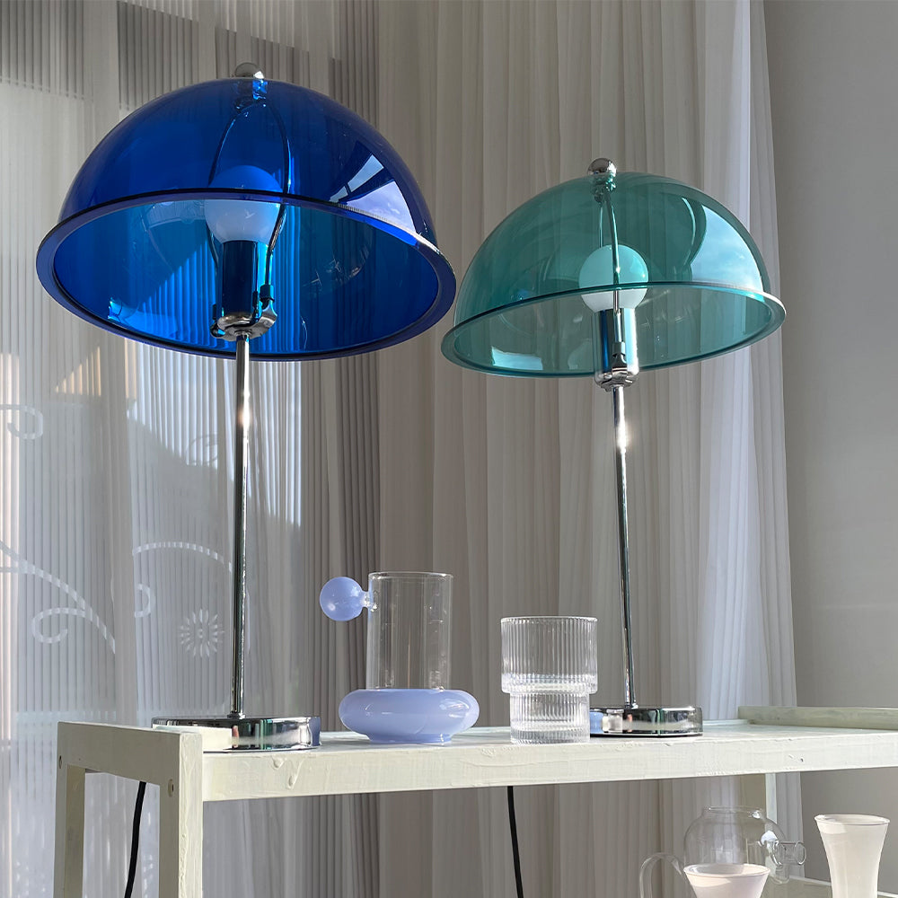 Sleek Metal Desk Lamp with Clear Glass Shade
