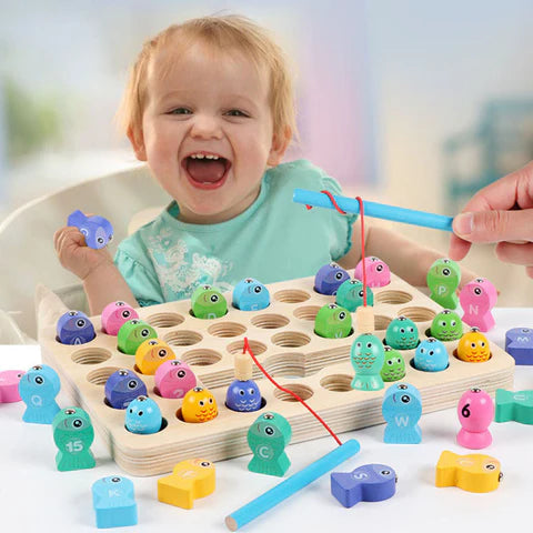 Fun Wooden Fishing Game with Letters - Fesara