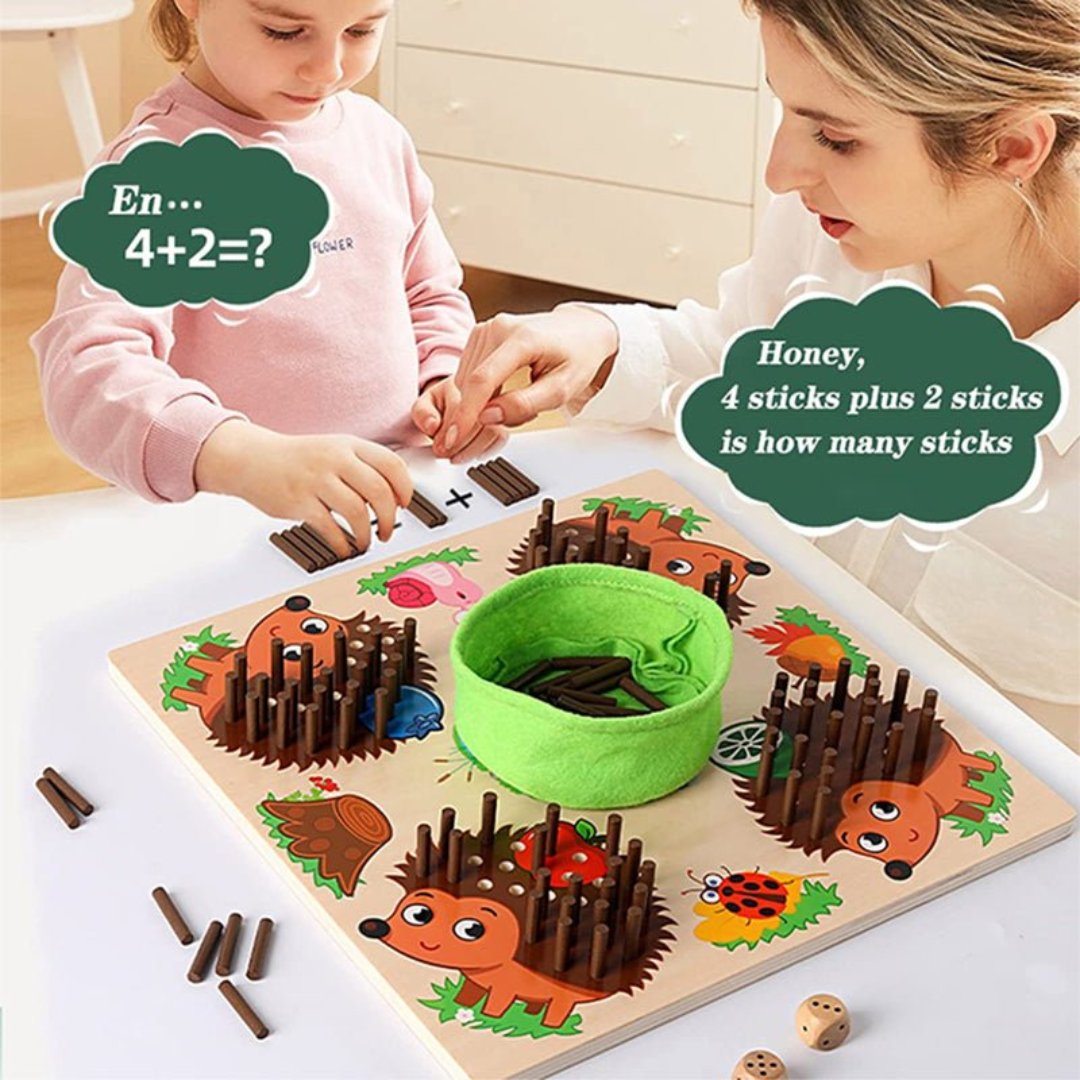 Fun Kids Number Game with Colorful Hedgehog Figures
