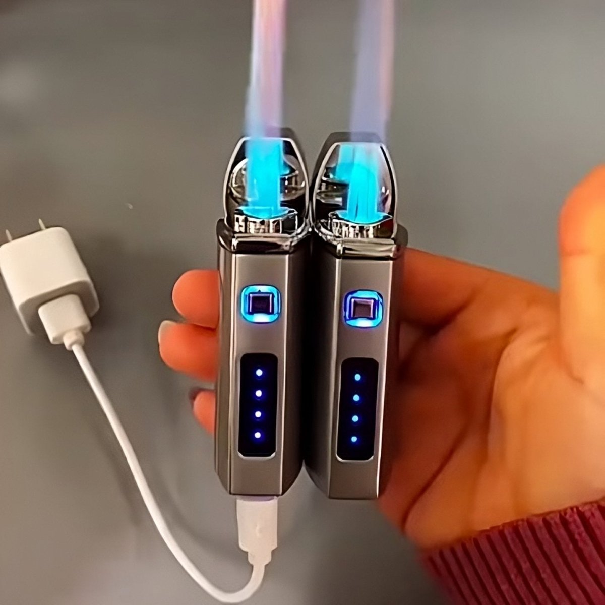 Portable Windproof USB Lighter with Adjustable Flame - Fesara