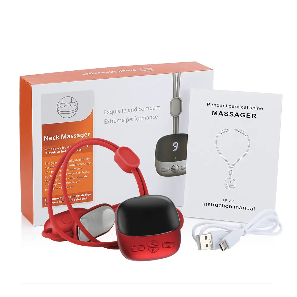 Electric Cordless Neck Massager with Heat Therapy & Pulse for Neck Pain Relief-3