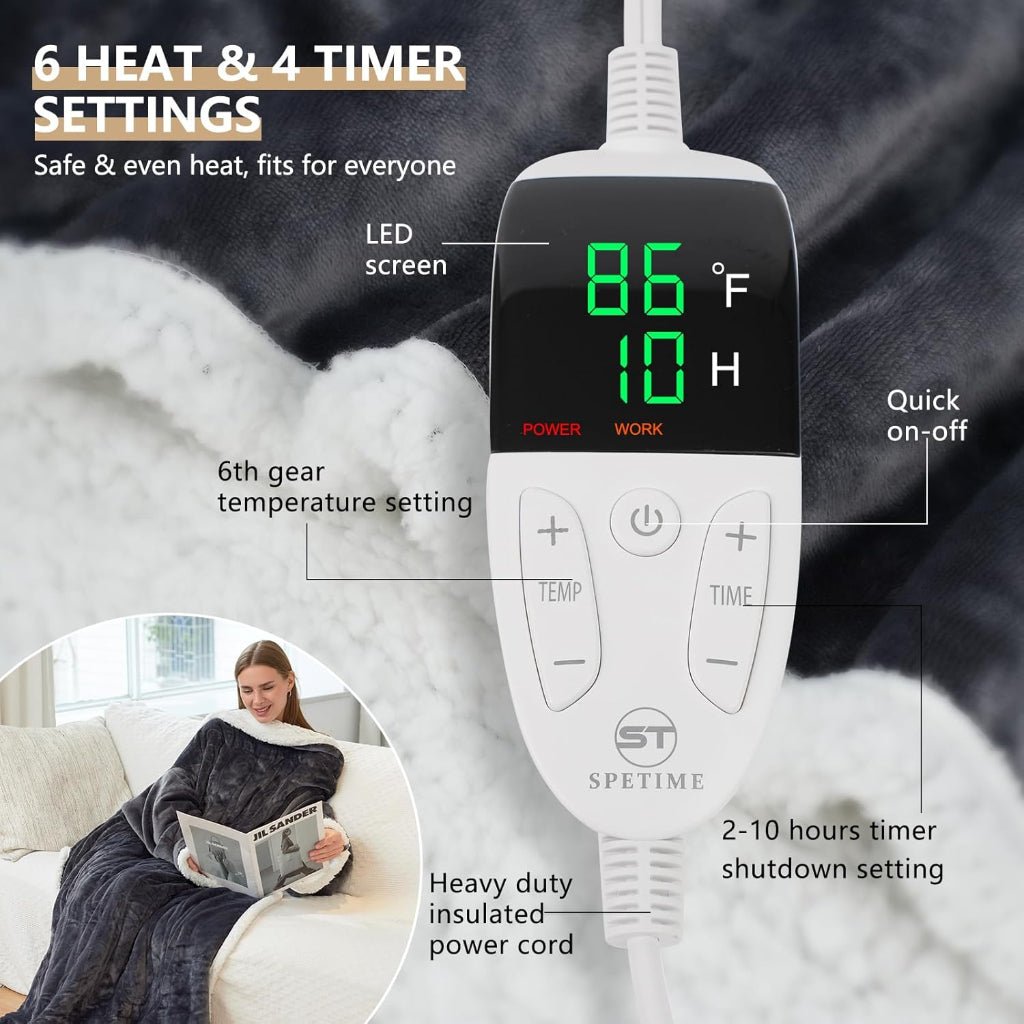 Cozy Wearable Electric Fleece Blanket for Adults