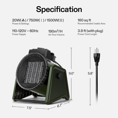 Electric Space Heater Adjustable Thermostat Greenhouse Home Use 4