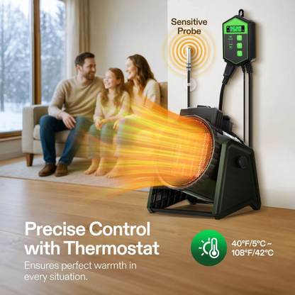 Electric Space Heater Adjustable Thermostat Greenhouse Home Use 5