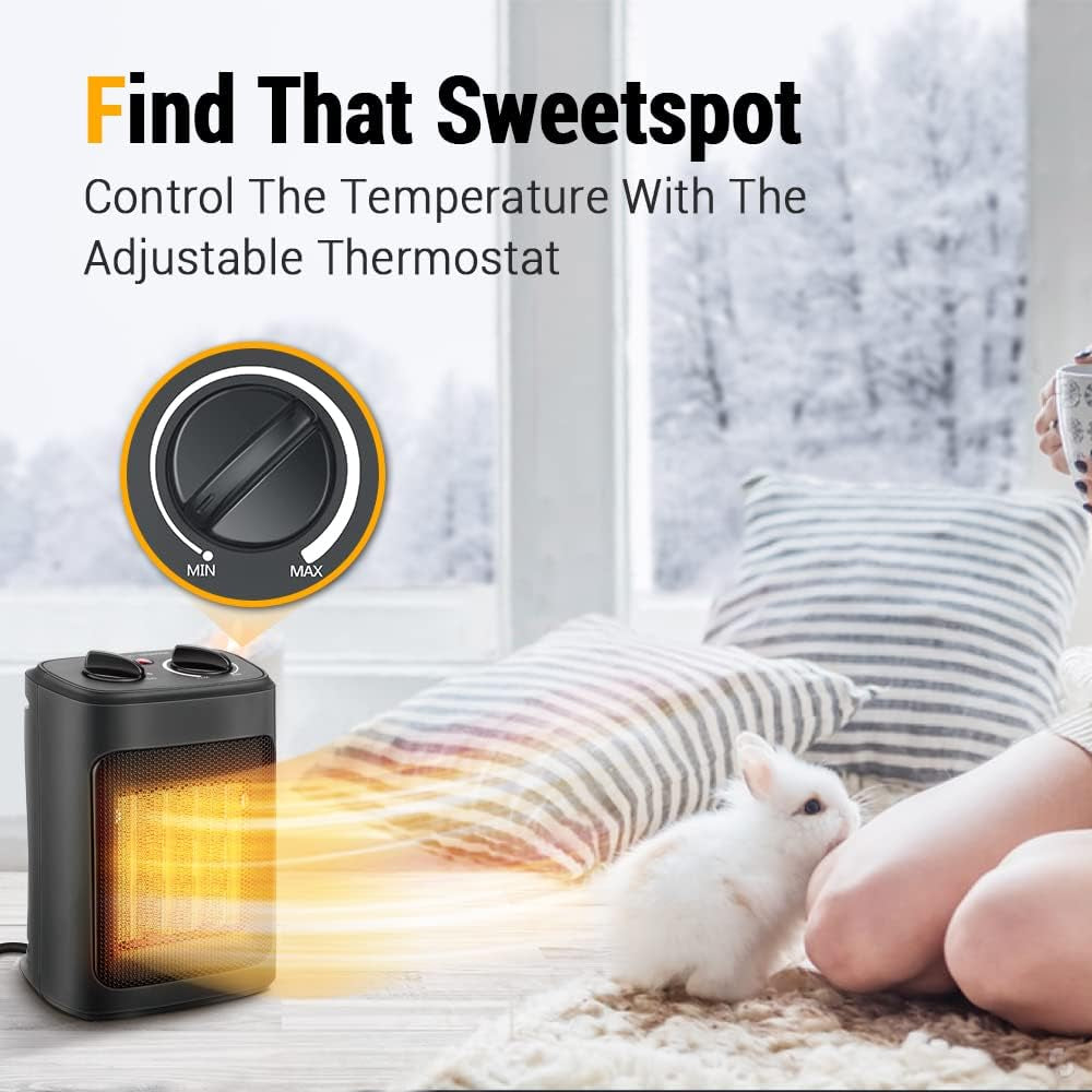 Electric Space Heater Portable Ceramic Fast Heating Energy Efficient 3