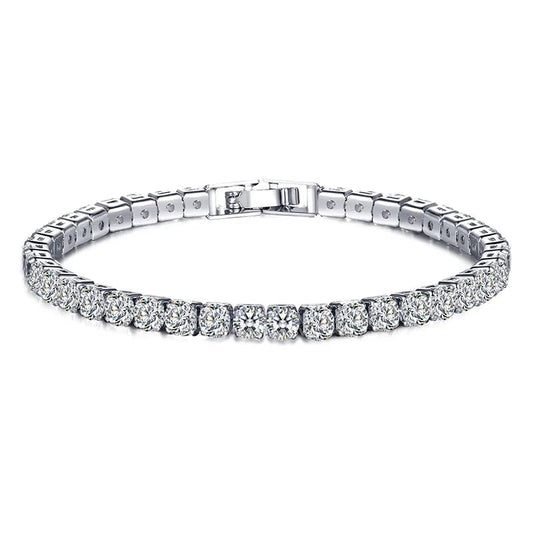 Luxurious Shining Silver Ladies Tennis Bracelet - Fesara