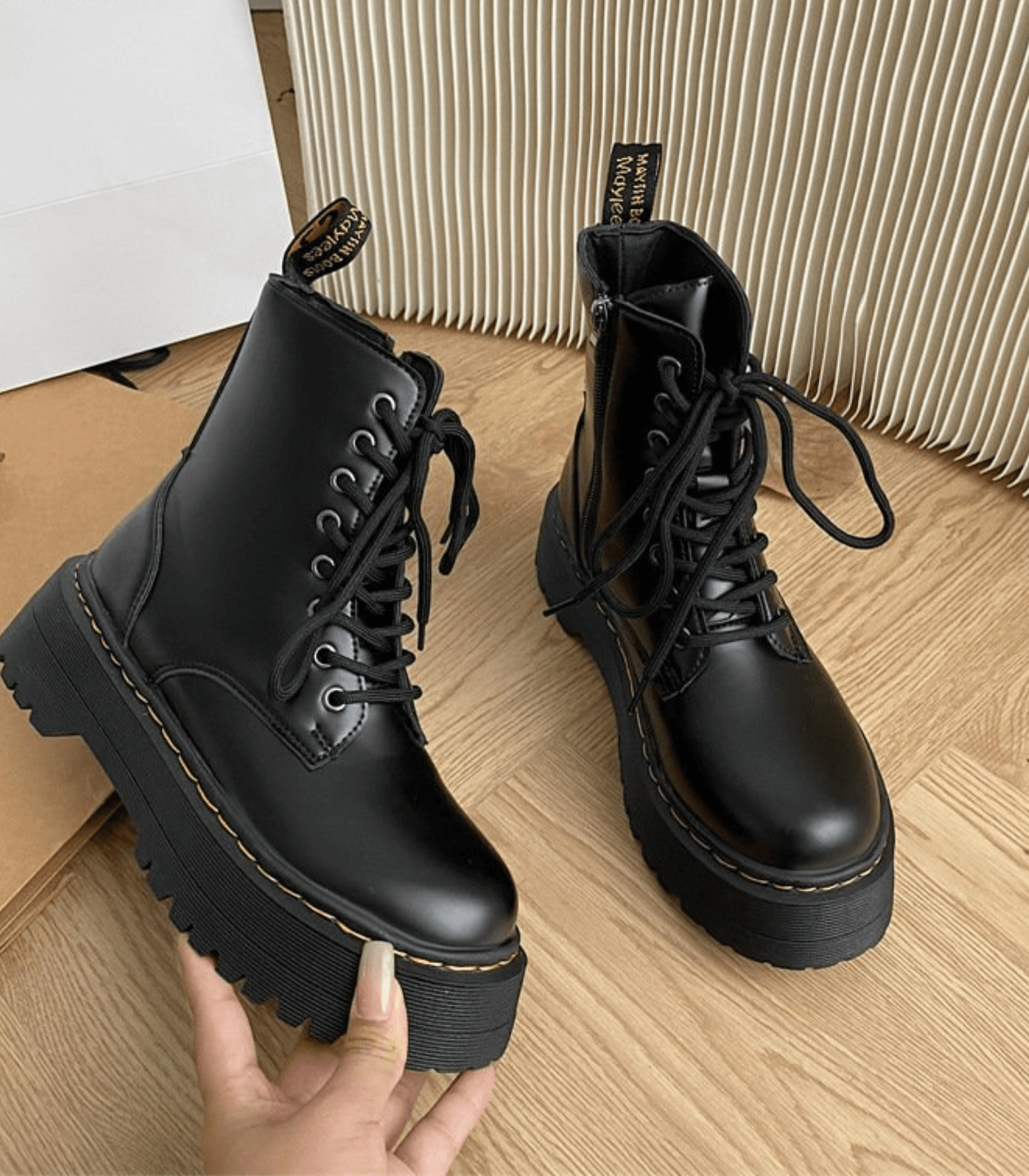 Trendy High Heel Boots with Thick Platform Sole - Fesara