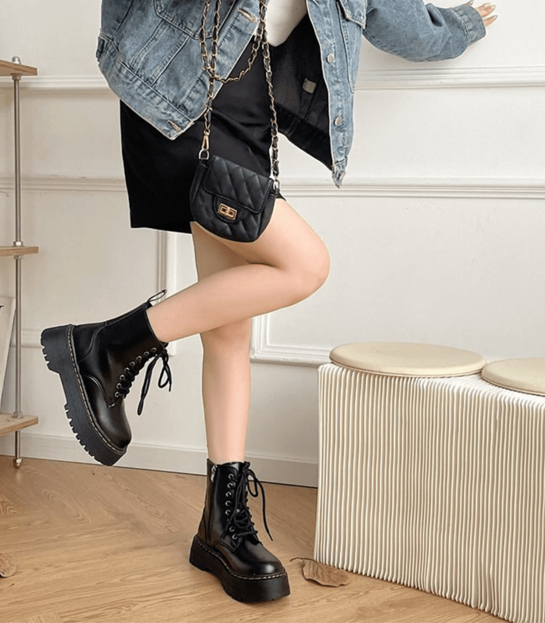 Elegant Knee High Boots in Genuine Leather with Chunky Platform Sole for Stylish Comfort 1