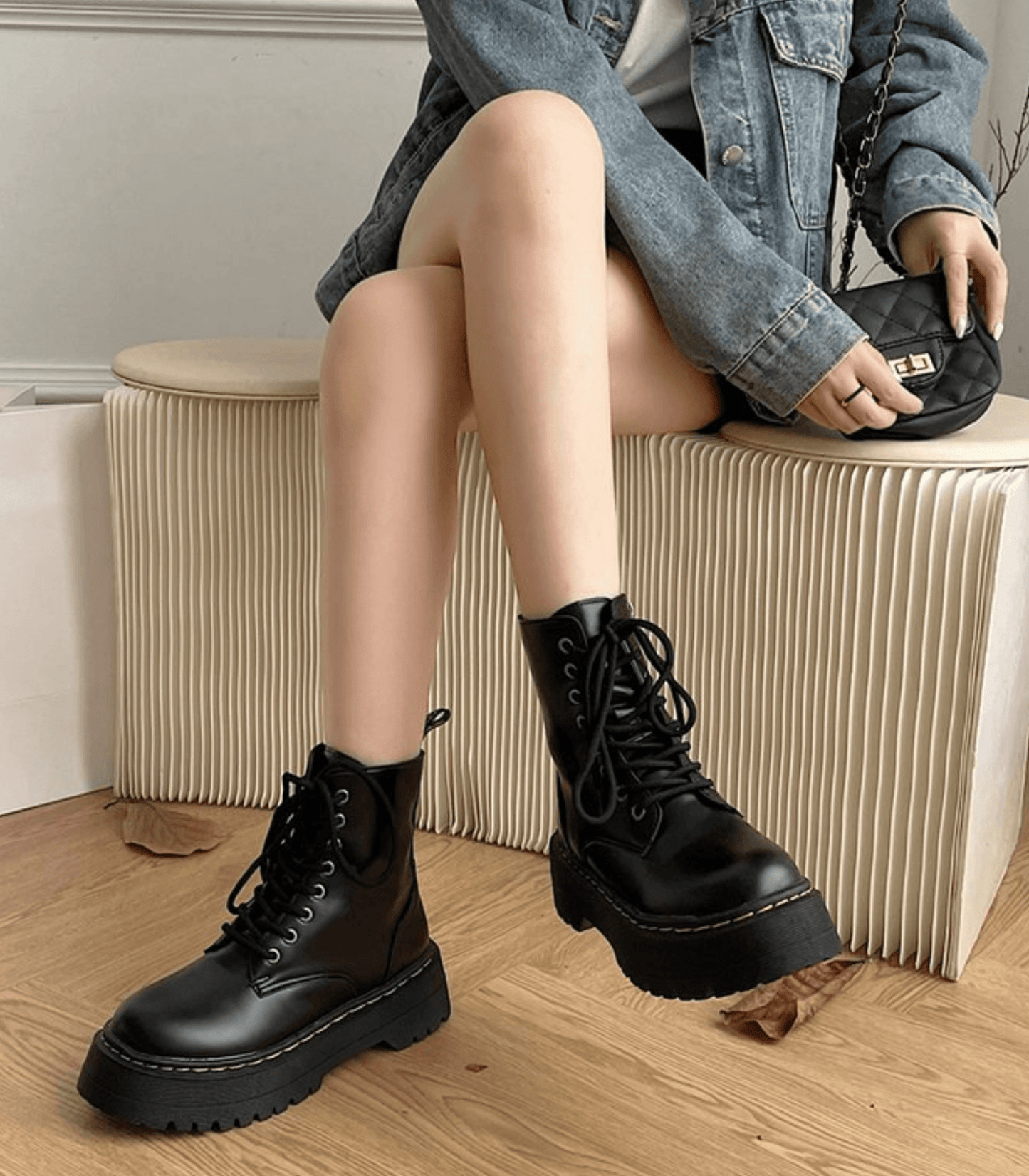 Elegant Knee High Boots in Genuine Leather with Chunky Platform Sole for Stylish Comfort 4