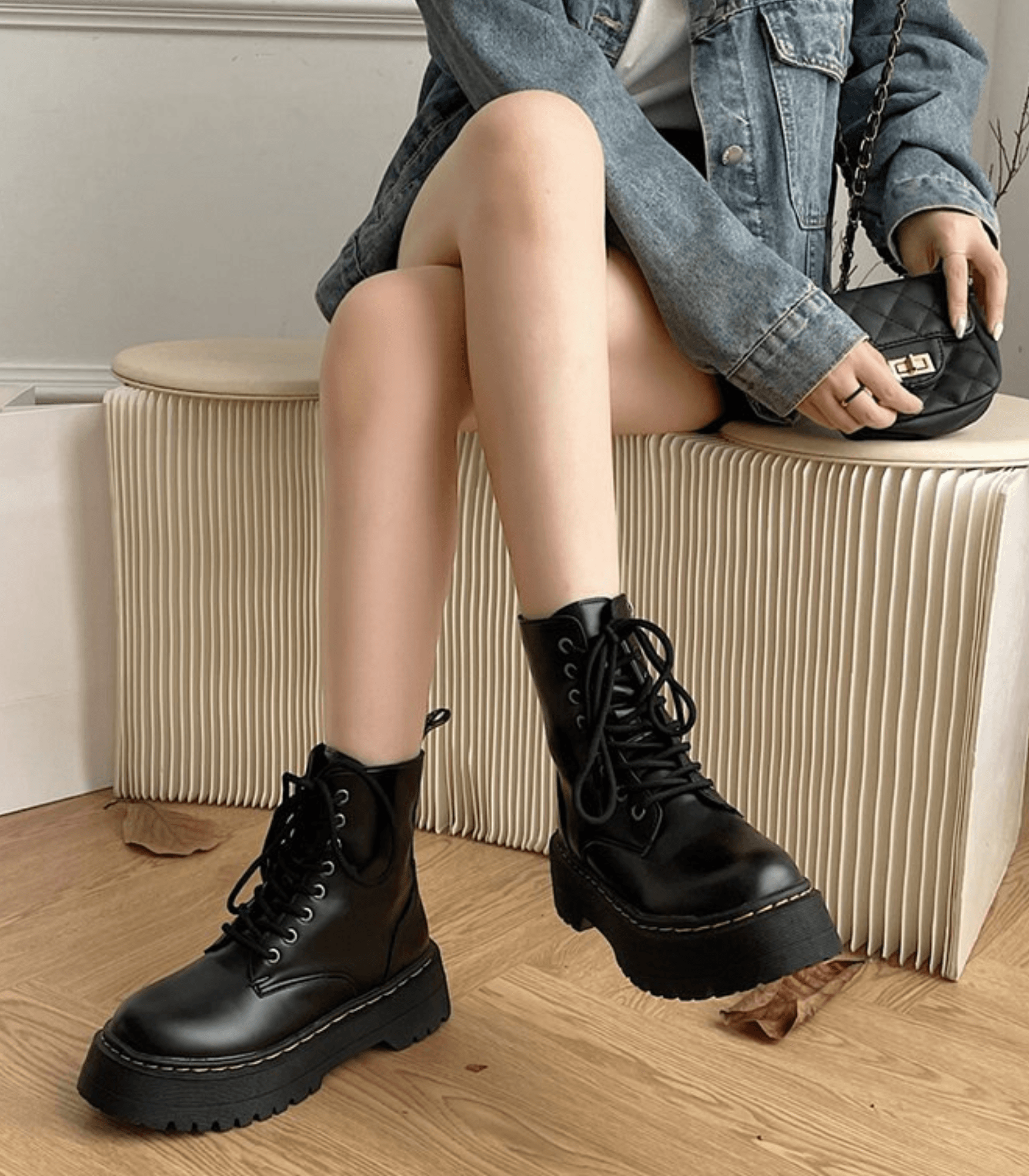 Elegant Knee High Boots in Genuine Leather with Chunky Platform Sole for Stylish Comfort 4