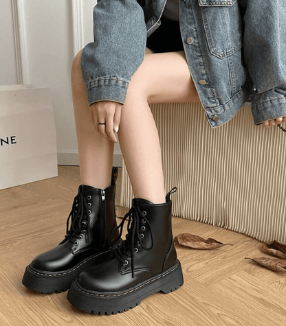Elegant Knee High Boots in Genuine Leather with Chunky Platform Sole for Stylish Comfort 5