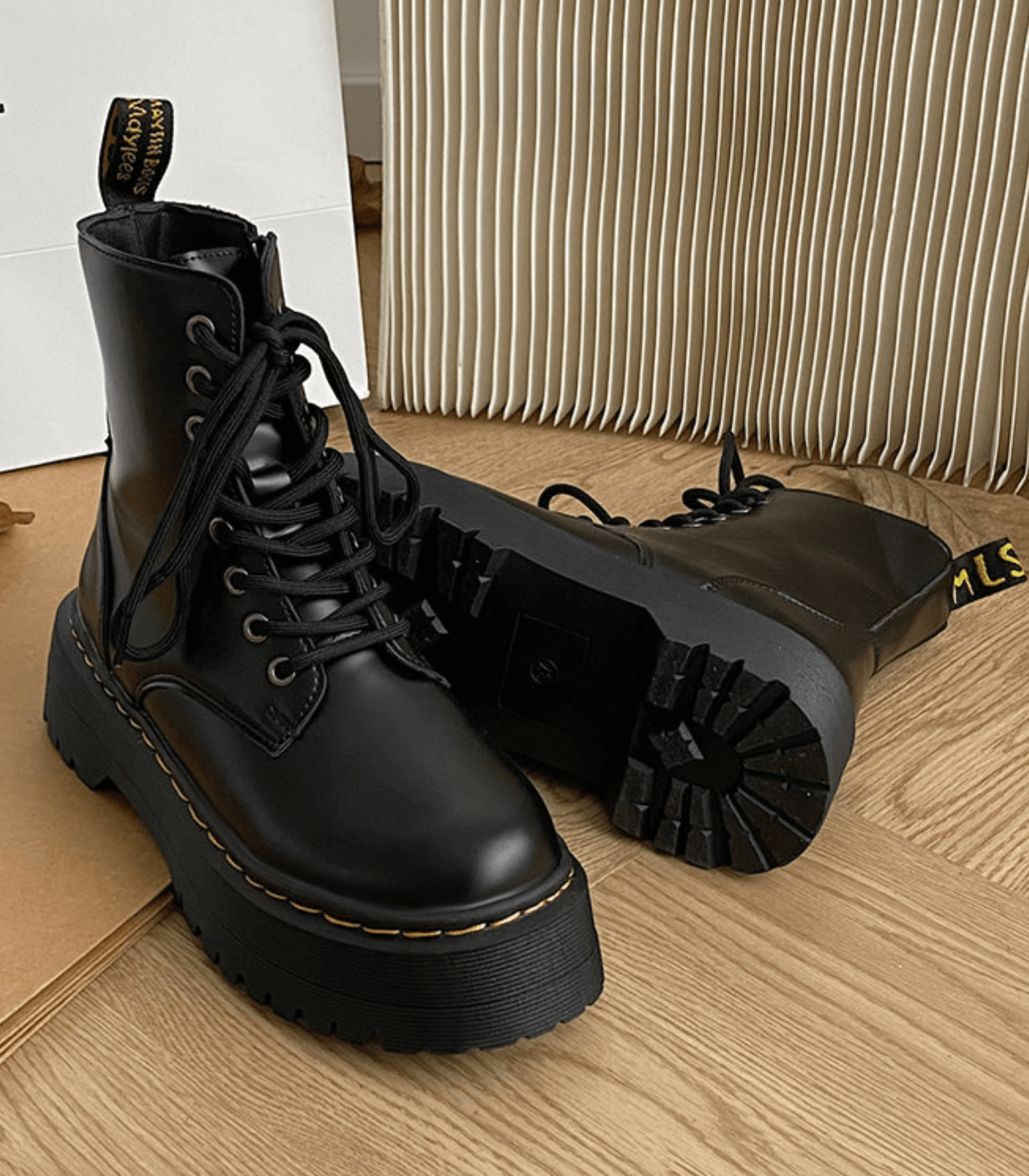 Elegant Knee High Boots in Genuine Leather with Chunky Platform Sole for Stylish Comfort 6