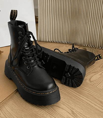Elegant Knee High Boots in Genuine Leather with Chunky Platform Sole for Stylish Comfort 6