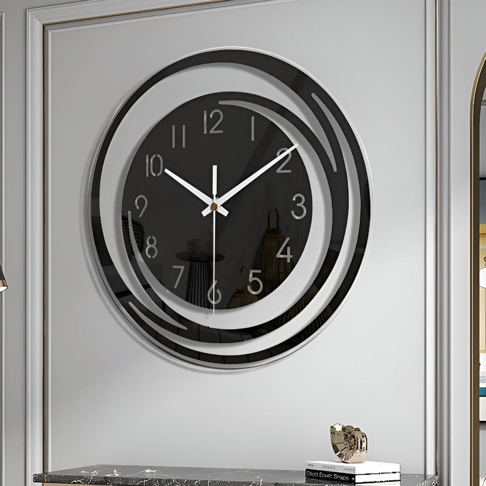 Minimalist Black Wall Clock 30cm Scandinavian Style
