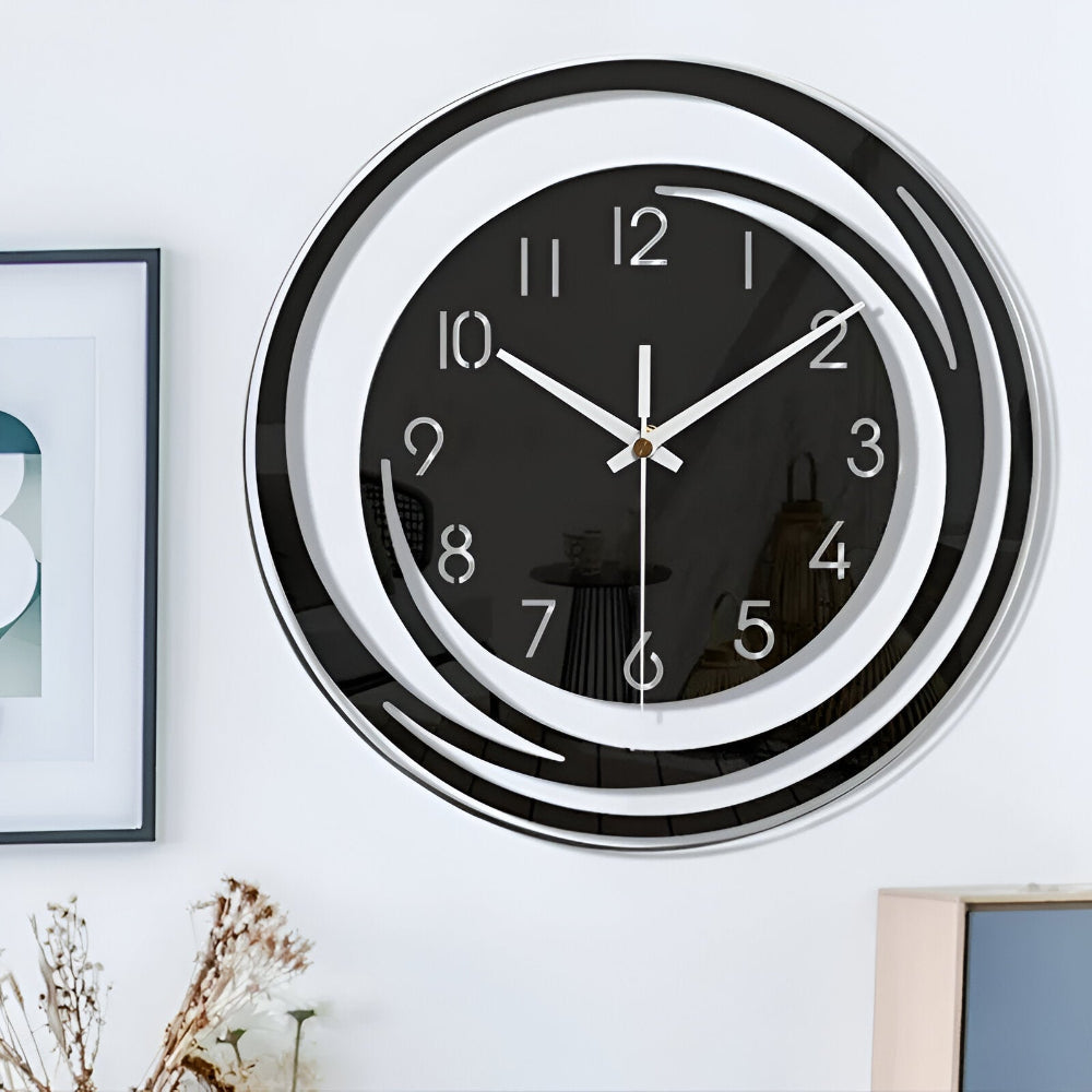 Minimalist Black Wall Clock 30cm Scandinavian Style