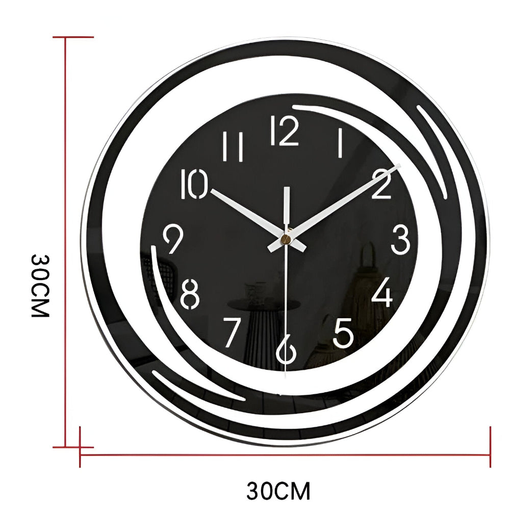 Minimalist Black Wall Clock 30cm Scandinavian Style