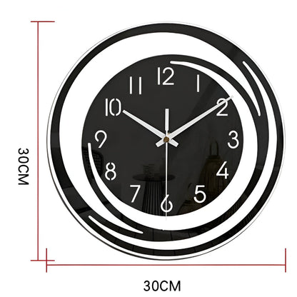 Minimalist Black Wall Clock 30cm Scandinavian Style