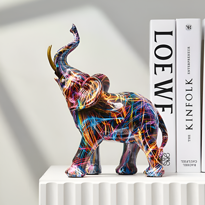 Vibrant Colorful Elephant Figurine – Decorative Home Statue