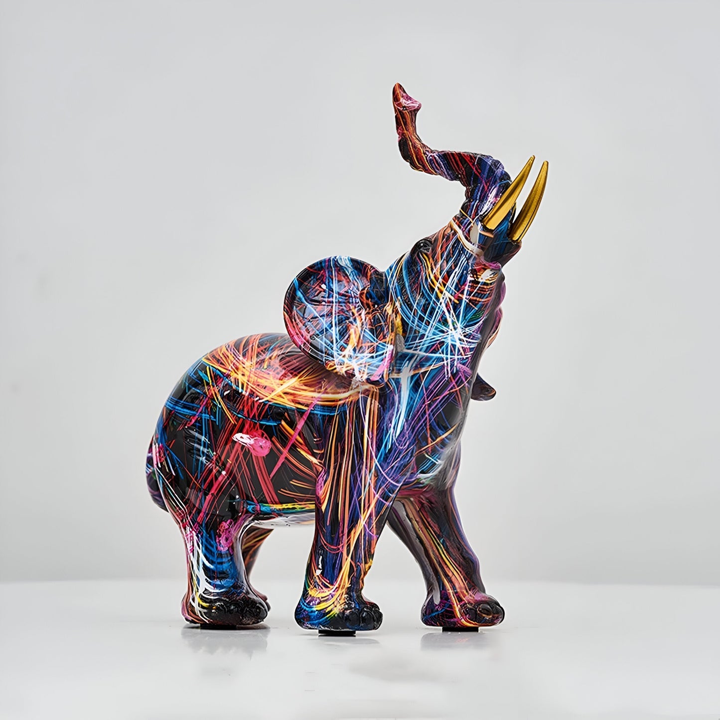 Vibrant Colorful Elephant Figurine – Decorative Home Statue