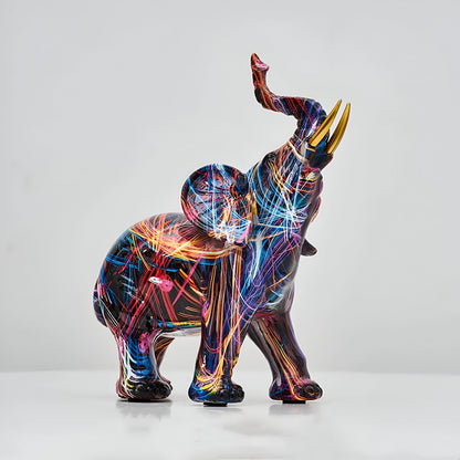 Vibrant Colorful Elephant Figurine – Decorative Home Statue