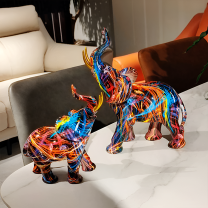 Vibrant Colorful Elephant Figurine – Decorative Home Statue