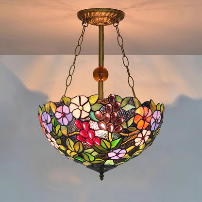 Luxurious Stained Glass Ceiling Lamp with Colorful Shades - Fesara