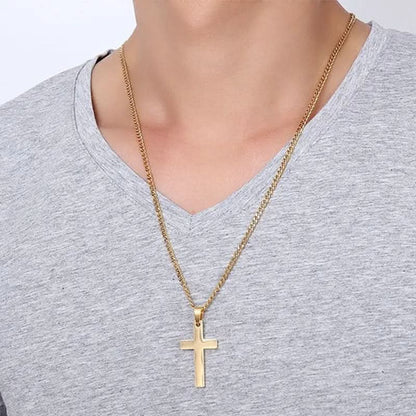 ElysianSteel | Stylish Classic Men's Cross Necklace with Durable Iron Chain 5