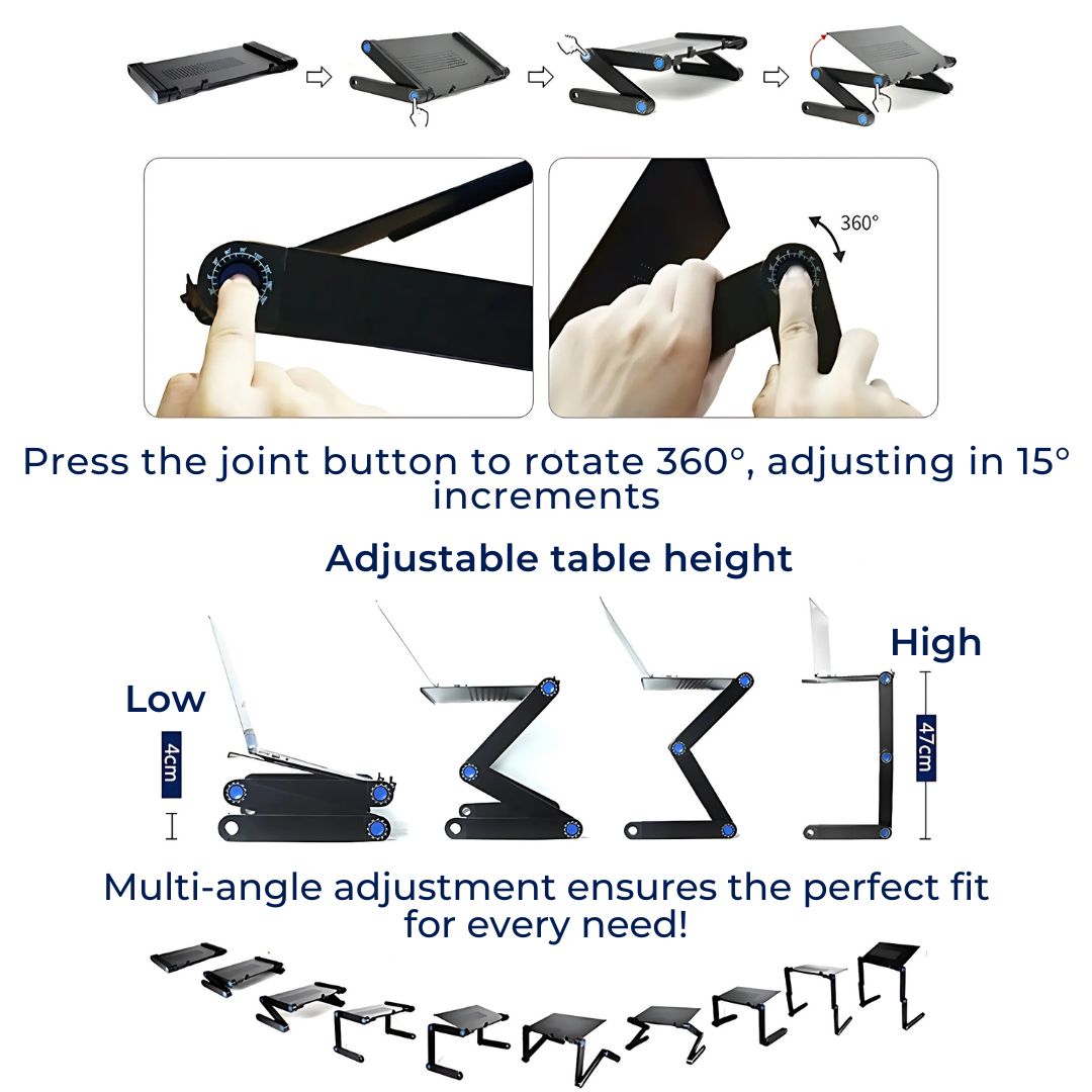 Portable Folding Laptop Desk Stand with Cooling Fan