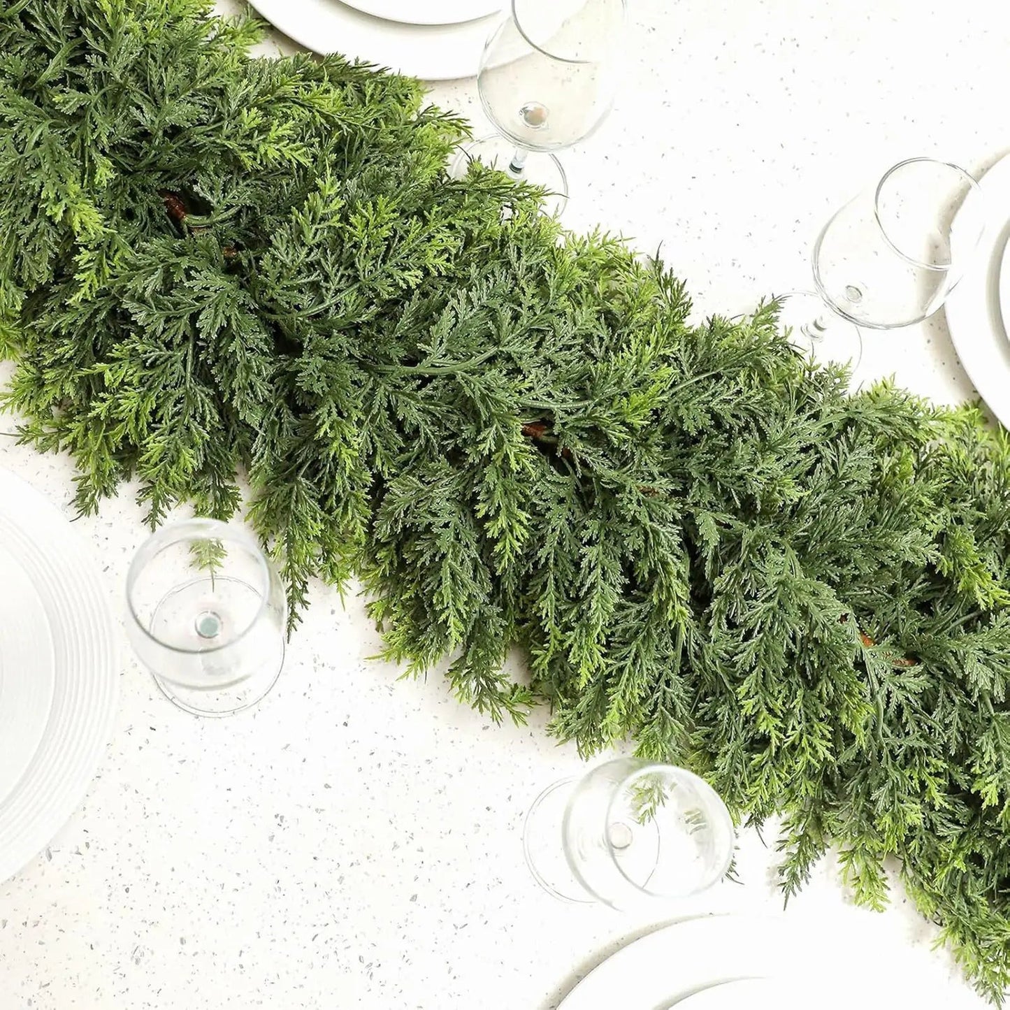 EvergreenCharm – Atmospheric Christmas Garland of Cypress Leaves 1