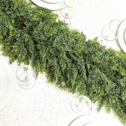 EvergreenCharm – Atmospheric Christmas Garland of Cypress Leaves 1