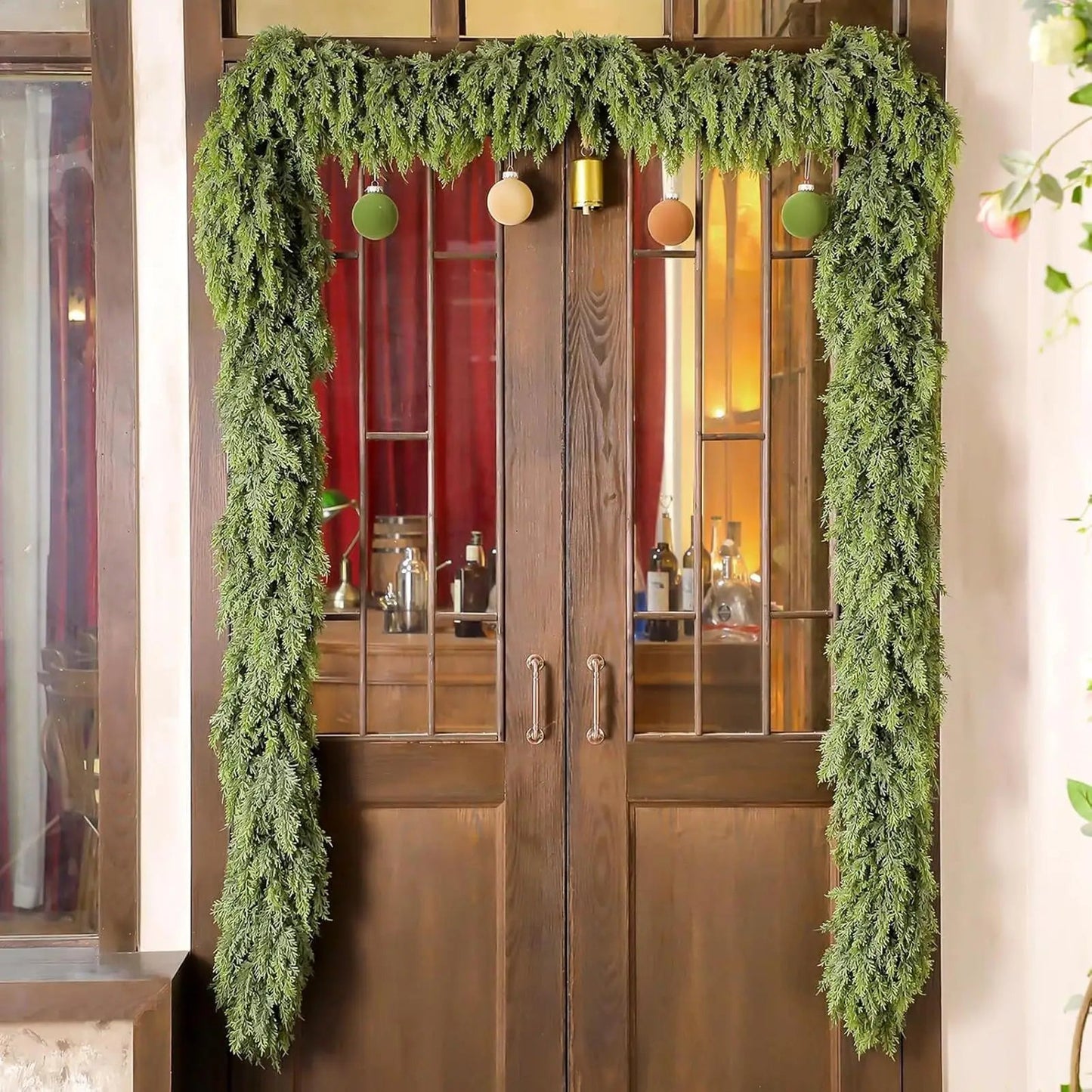 EvergreenCharm – Atmospheric Christmas Garland of Cypress Leaves 3