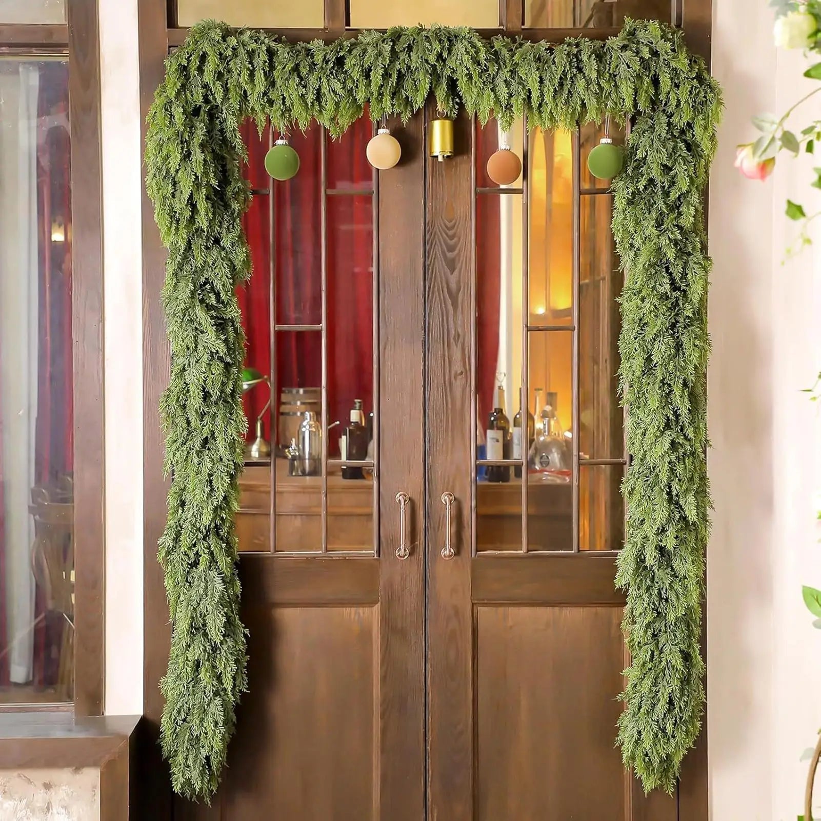 EvergreenCharm – Atmospheric Christmas Garland of Cypress Leaves 3