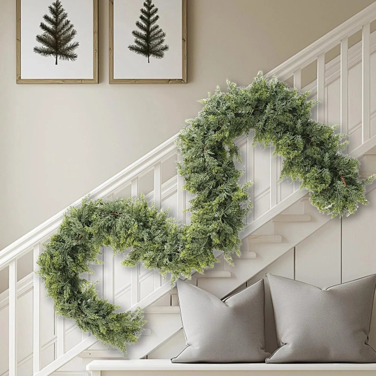 EvergreenCharm – Atmospheric Christmas Garland of Cypress Leaves 4