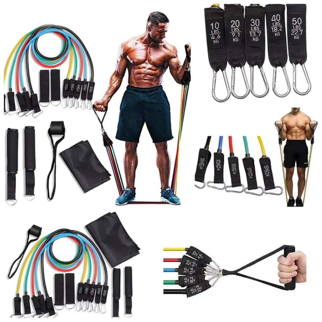 Premium 11pc Exercise Resistance Band Kit - Fesara