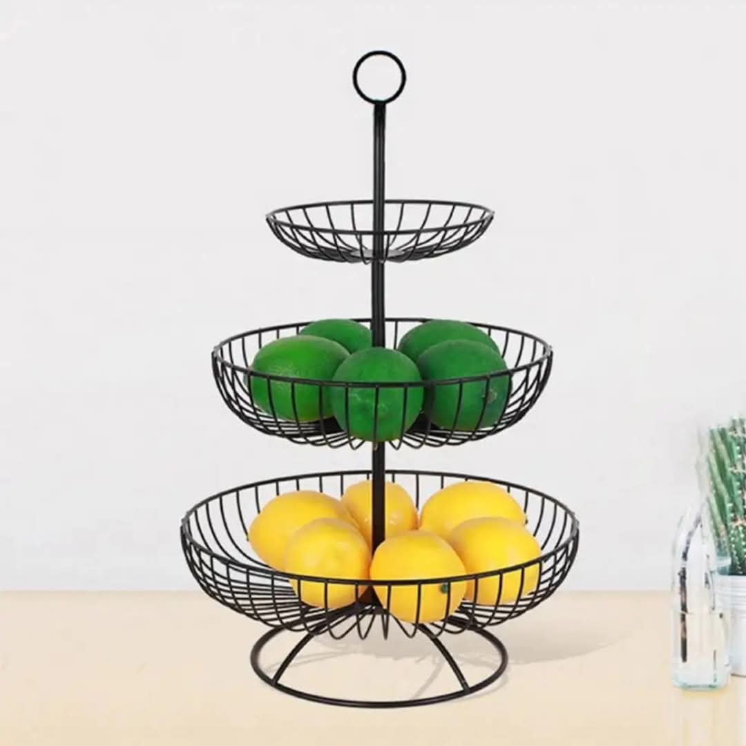 Premium 3-Tier Fruit and Veggie Storage Rack in Gold - Fesara