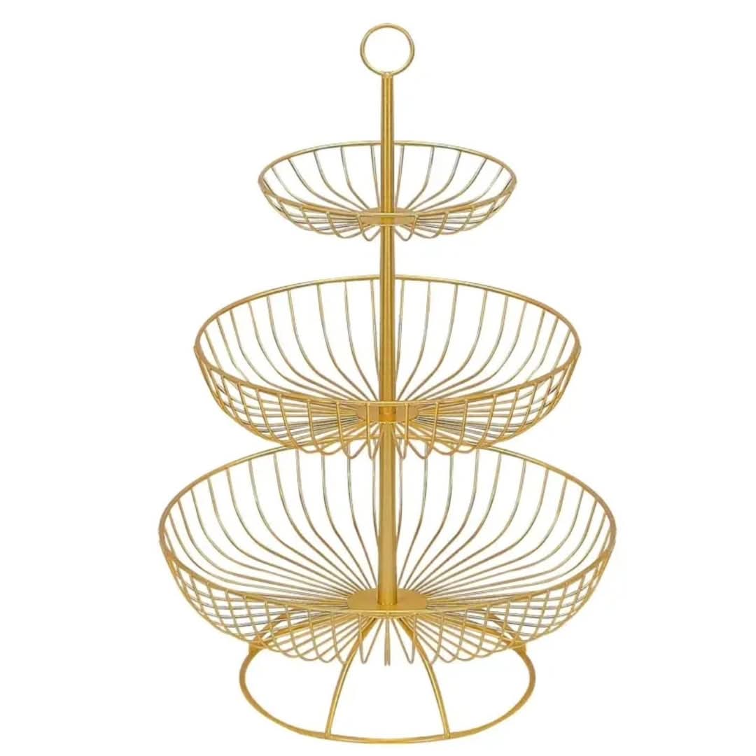 Premium 3-Tier Fruit and Veggie Storage Rack in Gold