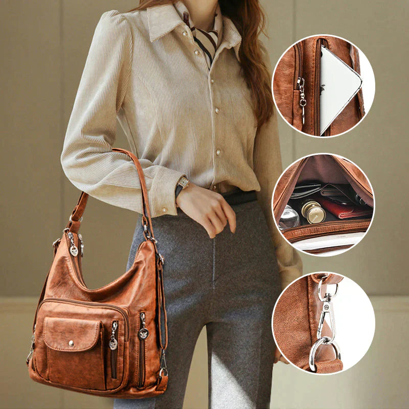 Spacious Genuine Leather Tote Handbag
