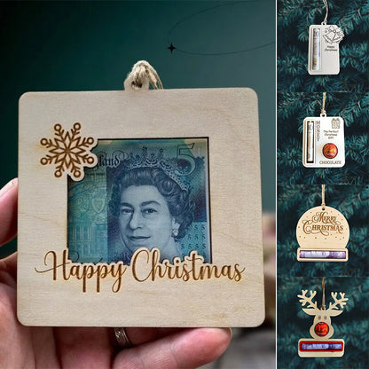 Wooden Holiday Money Clip Ornament