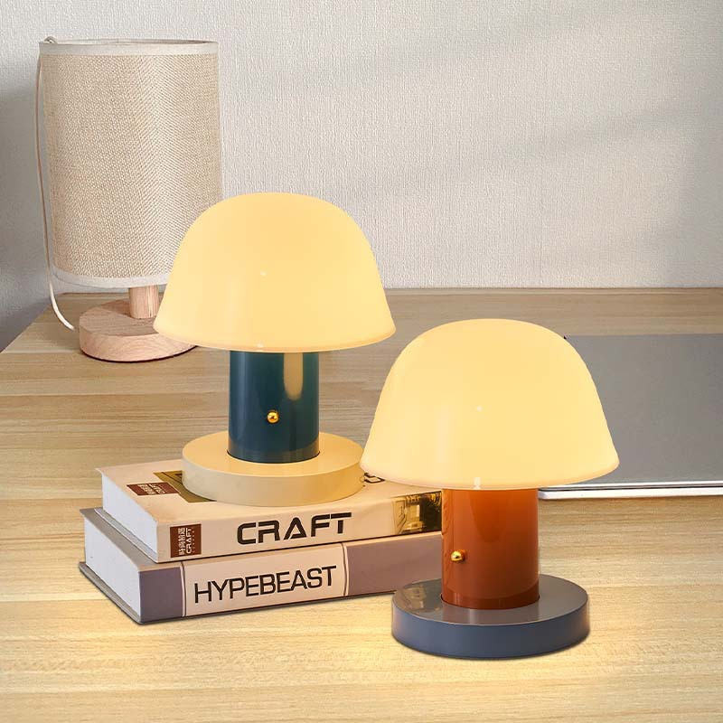 Natural Glow Wooden Mushroom Desk Lamp