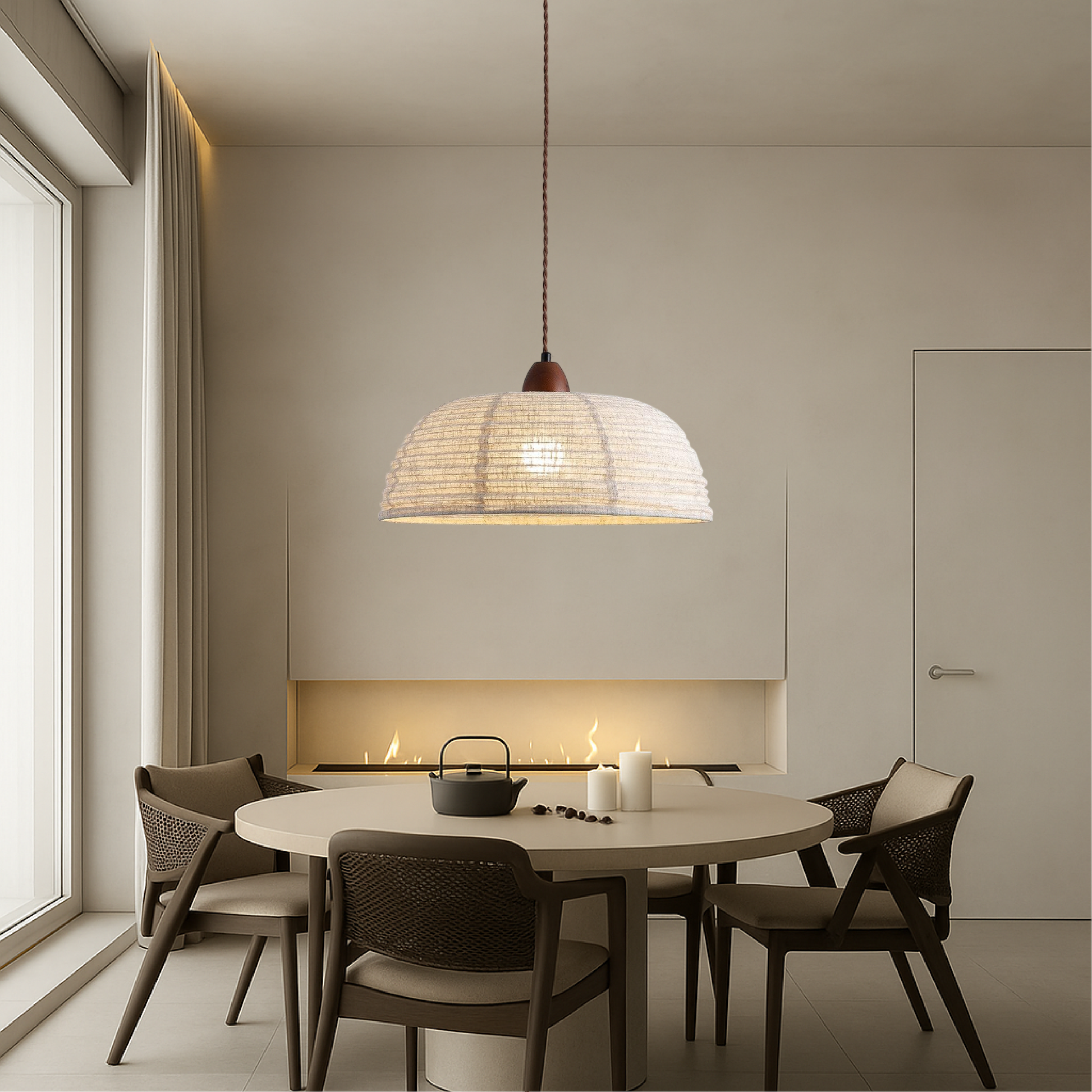 Vintage Cloth Pendant Light - Fesara