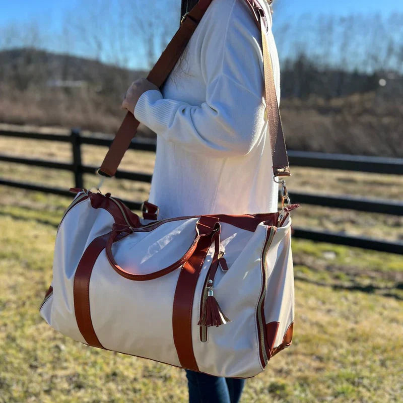 Portable Travel Clothes Bag - Foldable Leather Suit Case