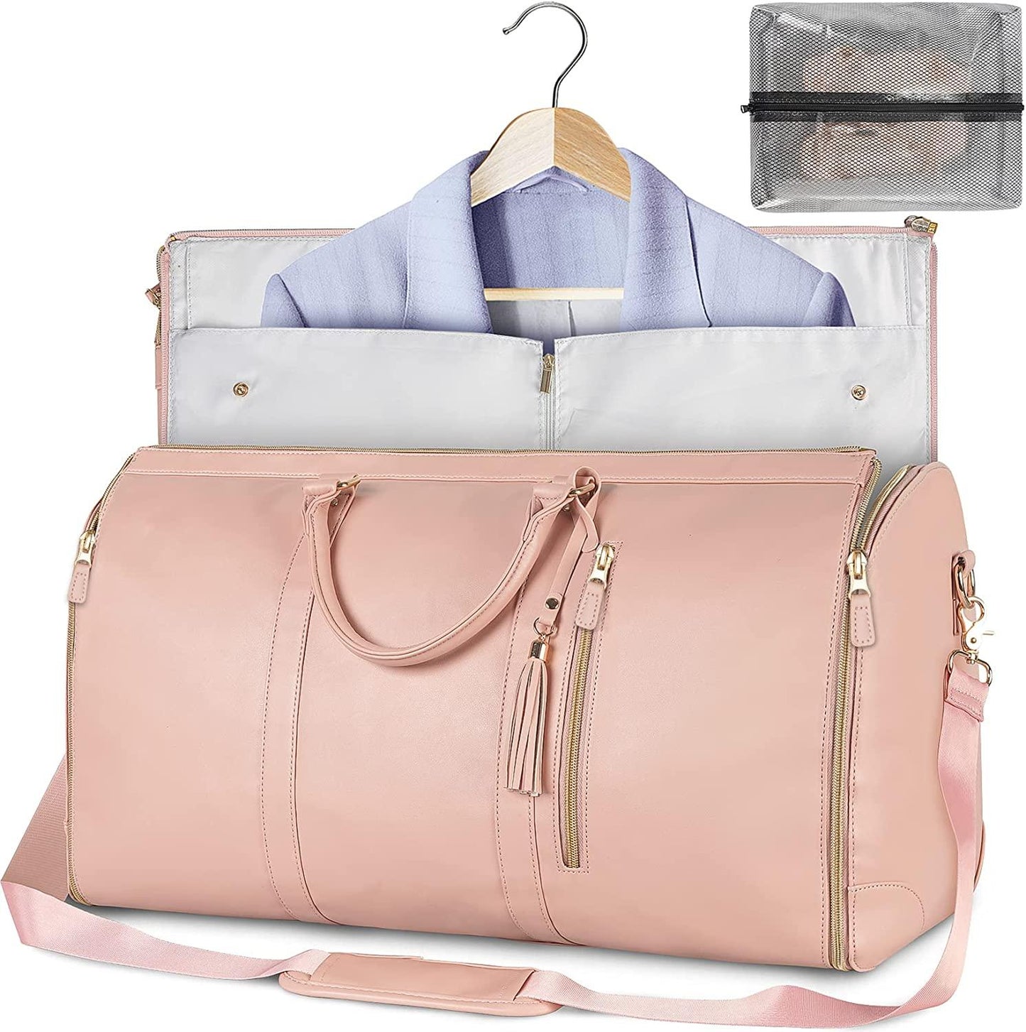 Portable Travel Clothes Bag - Foldable Leather Suit Case