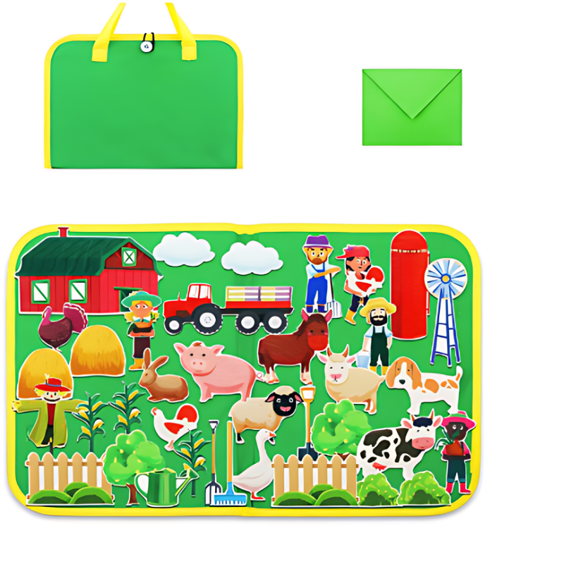 Learning Play Board with Soft Felt Toys for Kids
