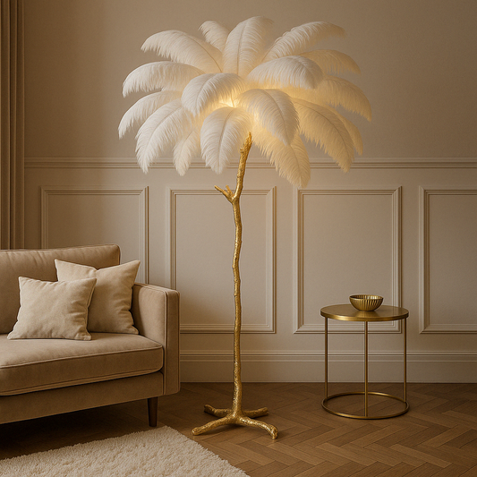 Elegant Feather Standing Lamp - Fesara
