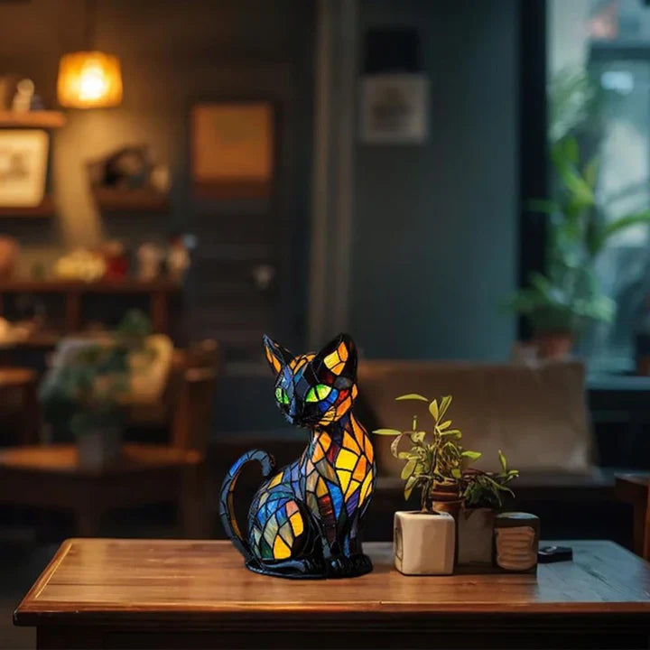 FelineGlow | Charming Artistic Stained Glass Table Lamp for Bedroom or Living Room 3