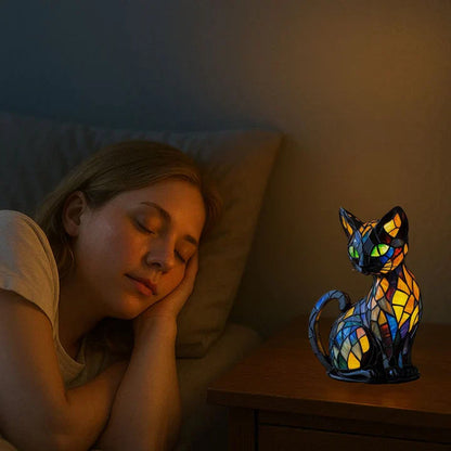 FelineGlow | Charming Artistic Stained Glass Table Lamp for Bedroom or Living Room 4