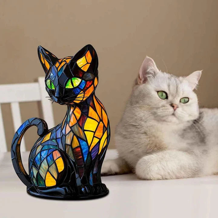 FelineGlow | Charming Artistic Stained Glass Table Lamp for Bedroom or Living Room 5