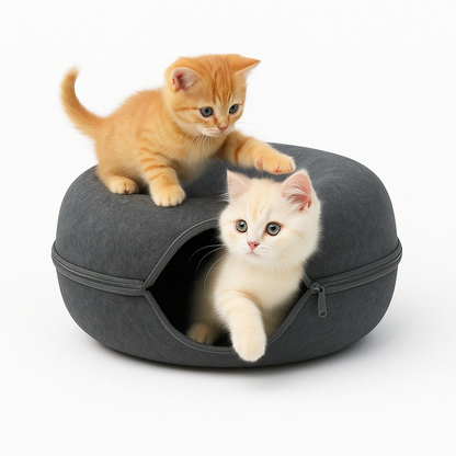 Soft Plush Cat Tunnel House for Multi Cat Use - Fesara