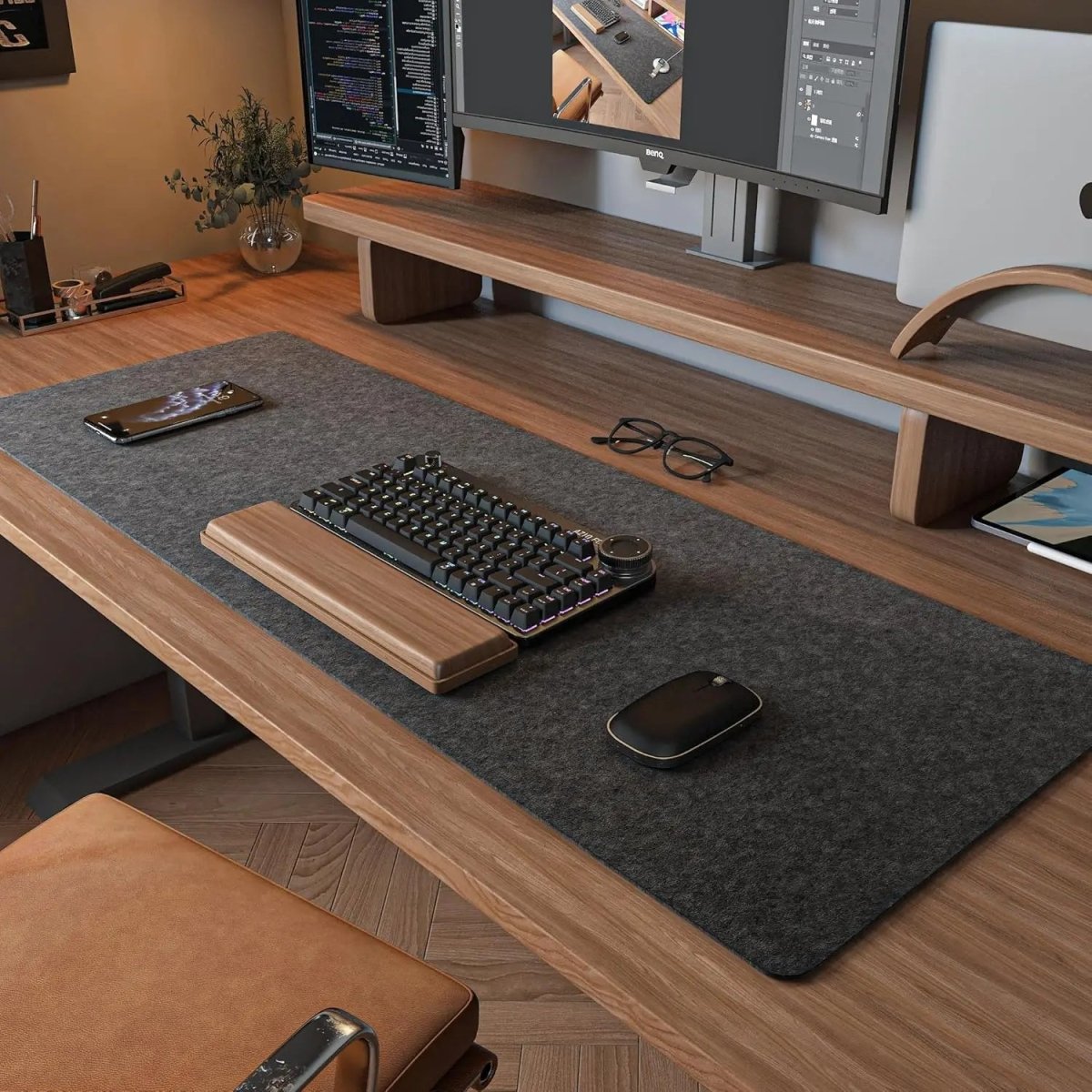FeltGuard | Elegant Non-Slip Wool Desk Pad and Keyboard Mat Protector 8