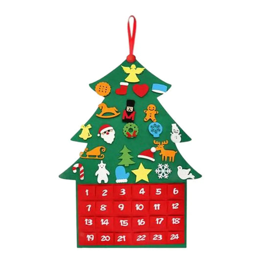 Cozy Felt Christmas Countdown Calendar with 24 Pockets - Fesara